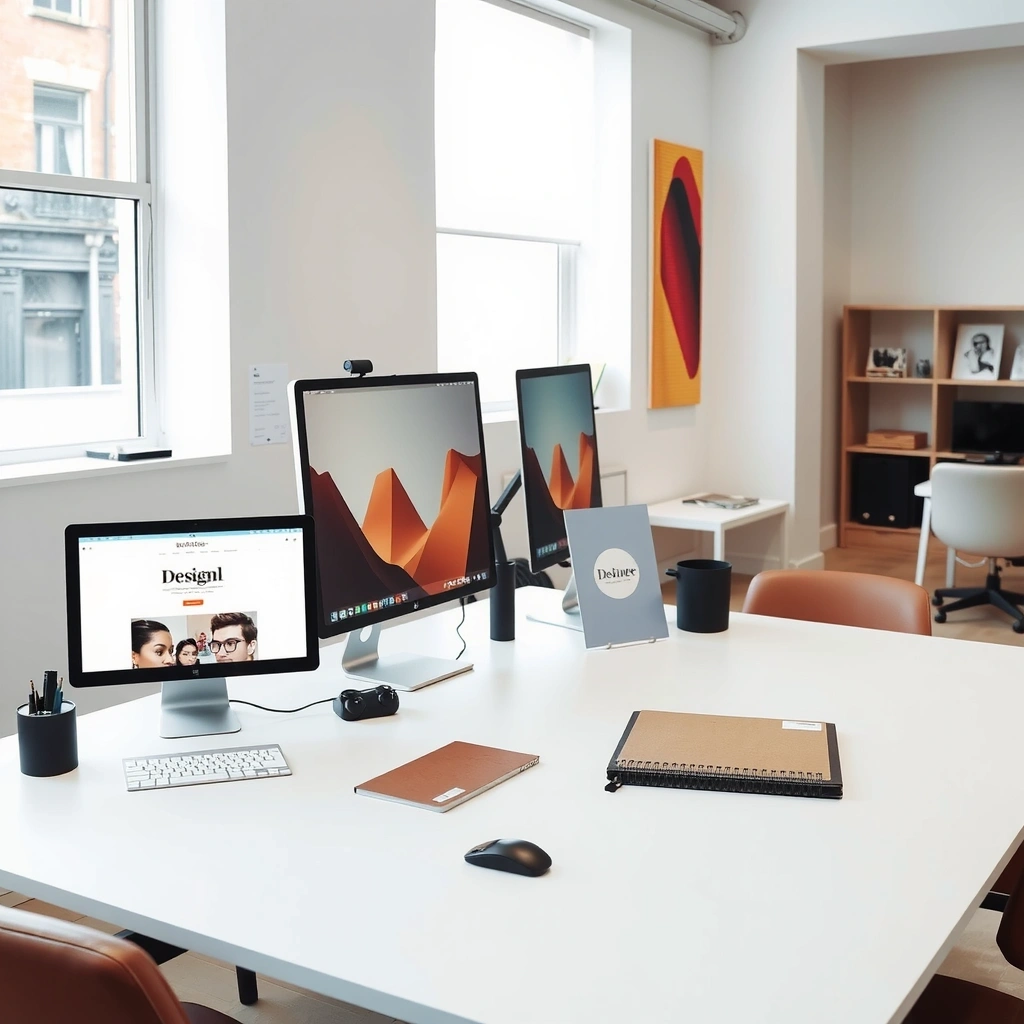 Design studio workspace with modern creative setup
